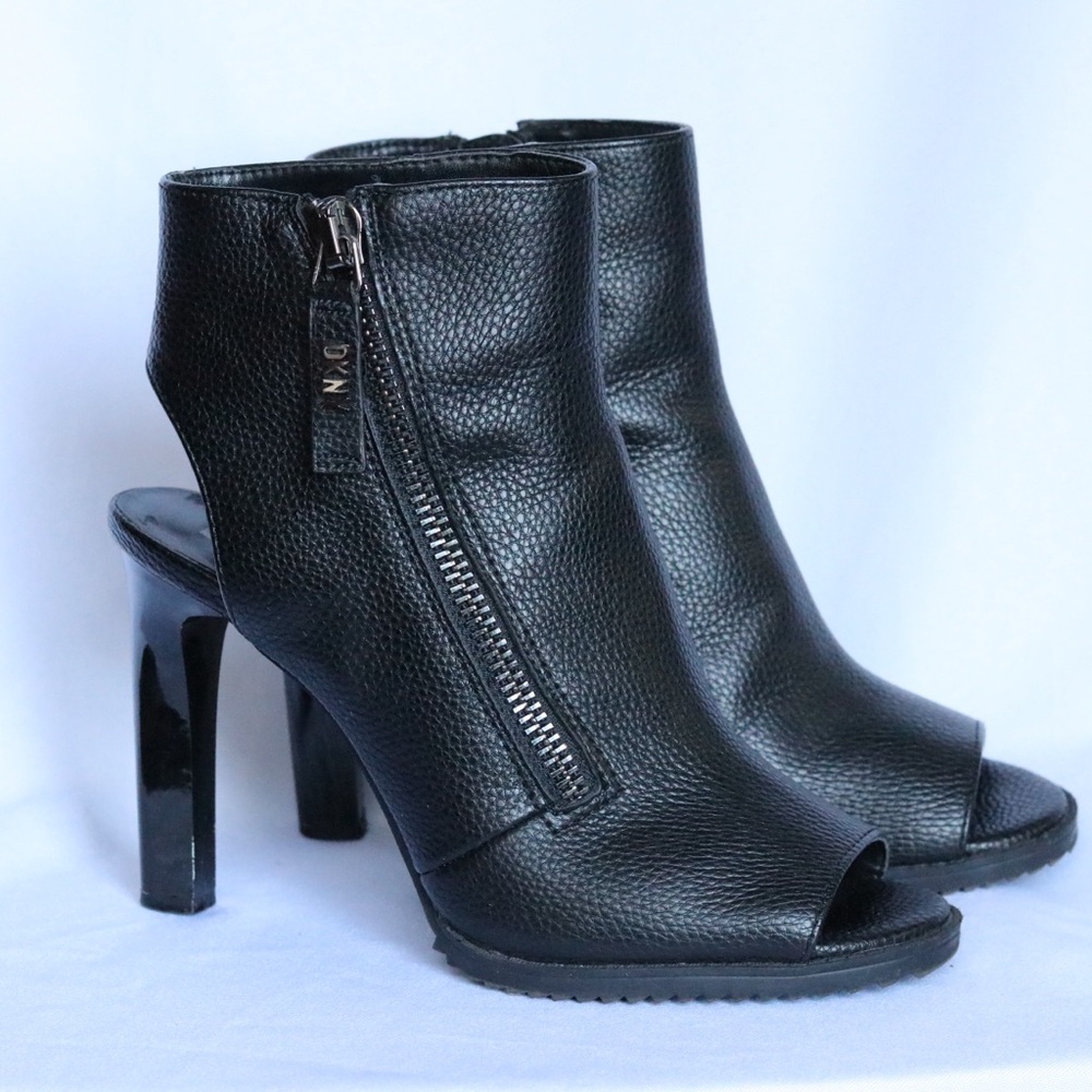DKNY Black Peep-Toe Ankle Boots